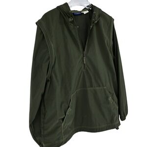 Vintage Catalina Green Convertible Hoodie Jacket  Zip-Off Sleeve Kangaroo Pocket
